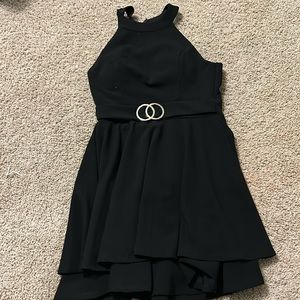 Black dress with gold built in belt
